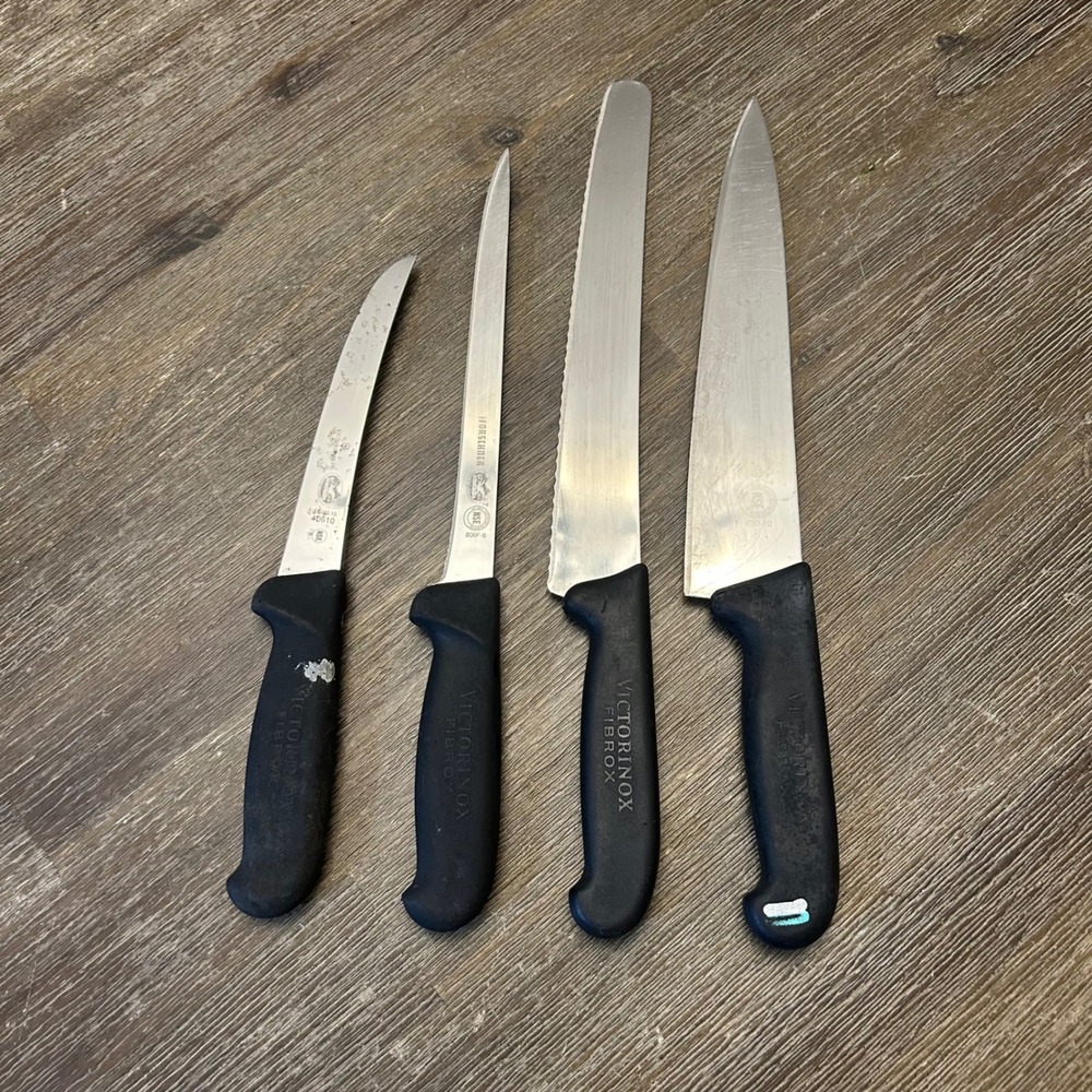 Vtg Victorinox Forschner Fibrox Knife Lot 4 Chef Boning Fillet Butcher NSF Swiss